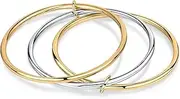 [NOKMIT] Interlocked Triple Bangle Bracelet Set, Gold and Silver Tone, Classic Design
