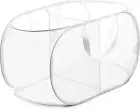 Foldable Laundry Basket - Collapsible Durable Mesh, 2 Compartments, White