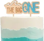 The Big One Wooden Cake Topper - Wave Theme First/1st Birthday Party Decoration,Surf Boy Party Decor，Smash Cake Photo Props (wave topper)
