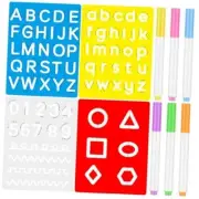 10 Pieces Preschool Letters and Numbers Alphabet Stencils Colorful Double