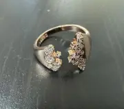 585 14K RG Stamped Open Cuff Geode Crystal Gemstone Adjustable Ring