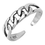 4mm Curb Chain Toe Ring Solid 925 Sterling Silver Adjustable Band