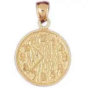 Clock Charm Pendant 14k Gold