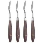 4pcs 8.5mm No.19 Painting Palette Knives Stainless Steel Spatula Red Wood Handle
