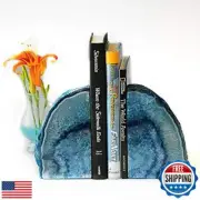 JIC Gem Agate Decorative Book Ends Blue Gemstone Geode Bookends Cool Crystal