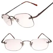 Modern Rimless Spring Hinge Temple Brown Rectangle 1.75 Reading Glasses Reader