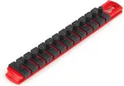 TEKTON 1/4 Inch Drive x 8 Inch Socket Rail, 13 Clips (Red) | Made in USA | OSR01113