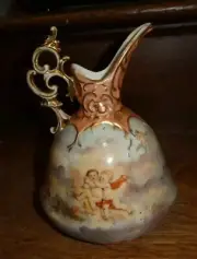 Antique Victoria Porcelain Carlsbad Austria Peach Pale Blue Angels Cherub Ewer