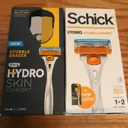 2 Schick Hydro Skin Comfort Stubble Eraser - 1 Razor & 2 Refill Blades per box