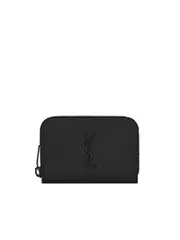 Saint Laurent Cassandre Wallet in Grain de Poudre Embossed Leather in Black