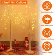 1.2M/1.8M Artificial Lighted Birch Tree Christmas White Birch Twig Tree Decors