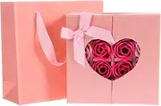Healvian Rose Scented Soap Flowers Box Pink Decor 16pcs Floral Soaps Set for Day