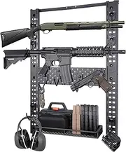 Adoreal Modularity Gun Wall Mount, Hold Up 120LBS Gun Rack for Wall with 10 Mounting J-Hooks, Rifle Shotgun Rack with Additional Storage, 31.8" x 22" Tactical Gear Wall Mount, Functional Gun Racks