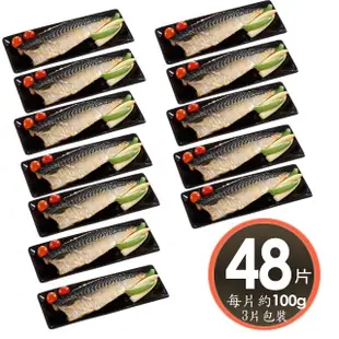 【華得水產】薄鹽鯖魚片48片組(100g/片-3片包裝-總共300克16包)