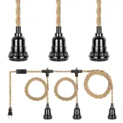 Plug in Hanging Light Fixture, 20FT 3 Bulbs Pendant Lamp Lights Cord with Swi...