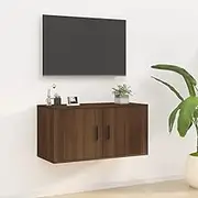 Wall Mounted TV Stand Brown Oak for Living Room, Bedroom - Media Storage Cabinet, Entertainment Center & Modern Television Table, 80x34.5x40 cm