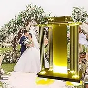 Rolling Podium, Transparent Acrylic Podium Pulpit, Pulpits for Churches with LED Light, School Lectern Portable Presentation Podiums with Wide Reading Surface for Church Company Wedding