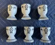 Set of 6 Miss Blackbirdy Egg Cups (New in box)