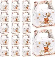 36 Pieces Bear Baby Shower Party Favor Boxes - Cute Treat Boxes for Candy, Cookies - Decoration for Gender Reveal, Bear Themed Birthday Party Supplies (Brown)