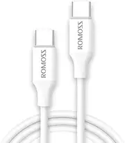 ROMOSS 60W USB C to USB C Charging Cable, Nylon Braided 3A PD Fast Charge Cord Compatible with iPhone 16 15, Samsung, Apple MacBook, iPad, Pixel, Switch and More Phones, Laptops, Devices