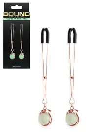 nsnovelties Bound Glow In The Dark Rose Gold Nipple Clamps