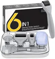 Derma Roller Kit for Face and Body 0.25mm and 0.3mm Micro Needle with 5 Replaceable Roller Heads Storage Case Disinfection TankCosmetic Needling Instrument Titanium Micro Needles Perfect Face Care