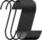 ESFUN 30 Pack Heavy Duty S Hooks Black Steel S Shaped Hooks for Hanging Pans Pots Plants Bags Towels Kitchen Hooks Hanger, Large 3.5 inch