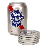Pabst Blue Ribbon PBR Can 5-Piece Coaster Set / Craft Beer & Eclectic Arts Bar