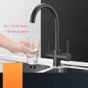 Black Drinking Water Faucet Sink Mixer Supply Spout RO Filter 3 Way Kitchen Tap