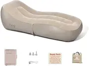 Inflatable Lounger Sofa Bed, Portable Couch, Length 180CM, Can Bear 150KG, One-Click Automatic Inflation, Waterproof Design（Khaki）