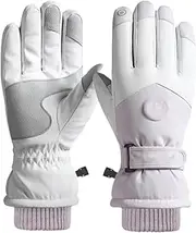[ONQendDv] Warm Gloves for Women, PU Mittens with Touch Screen Fingers Thick Warm Lining Cycling Gloves Elastic Cuff Glove Thick Ski Mittens One Size