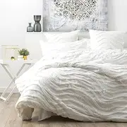 Cloud Linen Wave 100% Cotton Chenille Vintage Washed Tufted European Pillowcase, 65 cm x 65 cm Size, White