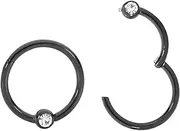 [365 Sleepers] 18G Surgical Steel 6mm - 10mm Gem BCR Ball Closure Ring Hinged Segment Ring Helix Tragus Septum Nose Unisex Body Piercing Jewellery