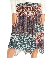 Rachel Roy Women's Size XL Multi Sheer Floral Pint Handkerchief Peasant Skirt