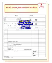 ROAD SERVICE INVOICE CUSTOM PRINTED 2 or 3 Part Carbonless