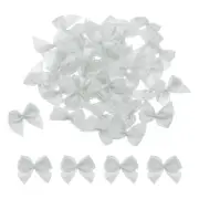 150 Pcs Mini Ribbon Bow 1.2" Mini Fabric Satin Craft DIY Bright Gray