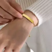 Gold Plated Bracelet Bar ID Titanium Steel Corn Chain Drawstring Personalizable