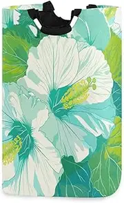 Sweet Mint Green Flowers laundry baskets, and waterproof pantry baskets with sturdy handle tub square mini for house cubby sheet