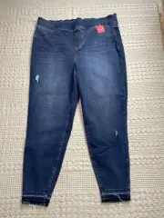 Spanx Jeans 3X NWT Ankle Skinny Denim Legging Distressed Pull On Raw Edge