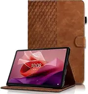 Case for Lenovo Tab P12 12.7 inch 2023 with Magnetic Clasp PU Leather Flip Folio Wallet Cover Card Holder/Slots Stand Function Tablet Case, Brown