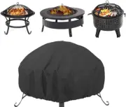 Black Round Fire Pit Cover, Heavy Duty Waterproof Outdoor FirePit Bowl Cover,...