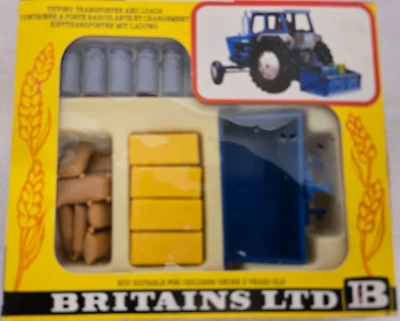 Britains Farm Tractor Implement Tipping Transported and loads Container