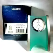 Seiko QHG011MLH Desk Clock Sobremesa Metal & Light Blue White Dial Second Hand