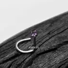 14 Karat White Gold Prong Set Gem Sparkle Nose Screw Ring