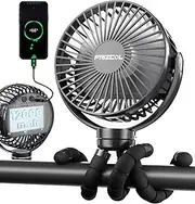 Portable Stroller Fan, Use As Power Bank, 65H 12000mAh Battery Operated Fan Flexible Tripod Baby Car Seat Fan, Personal Mini Handheld/Desk/Small Clip On Fans For Stroller, Carseat, Beach, Bed, Camping