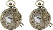 [Gatuida] 2pcs Chain Skeleton with Gifts Delicate Christmas Lobster Gear Double Pocket Wind Decorative Pendant Fathers Classic Necklace Hand- Steampunk Large Alloy Hanging Gift Watch