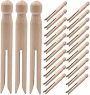 ANDRESLAD Wooden Clothespins for Laundry Crafts 25pcs Round Mini Pegs Safe for Garments No Marking for Drying and Hanging