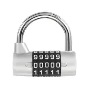 Combination Padlock, 5 Digit Gym Locker Lock Zinc Alloy Password Padlock, Silver
