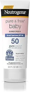 Neutrogena Pure & Free Baby Mineral Sunscreen Lotion with Broad Spectrum SPF 50 & Zinc Oxide, Water-Resistant, Hypoallergenic & Tear-Free Baby Sunscreen, 3 fl. oz, 3 pk