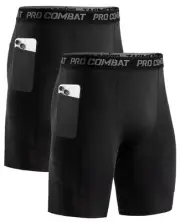 1/2 Pack Mens Compression Shorts with Pocket, Performance Spandex Athletic Sp...